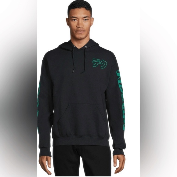 my hero academia Other - Black Hoodie with Green Graphic